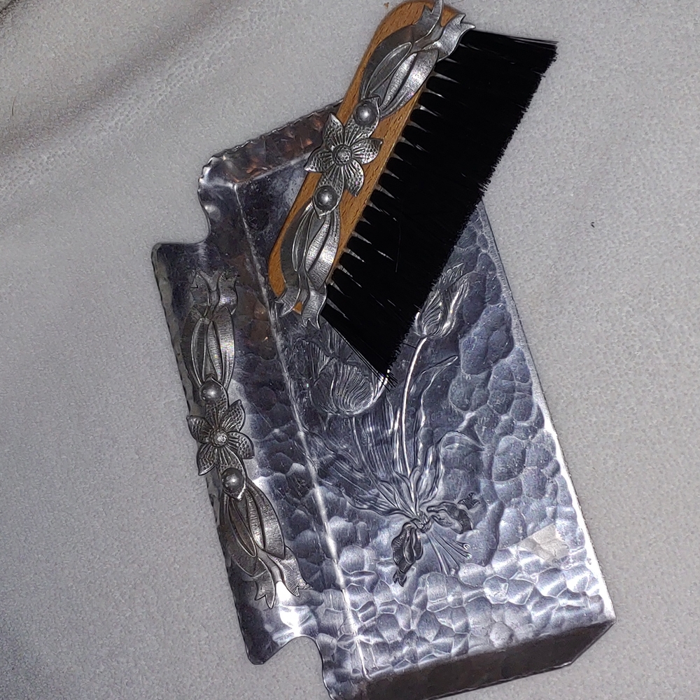 Vintage crumb tray with brush